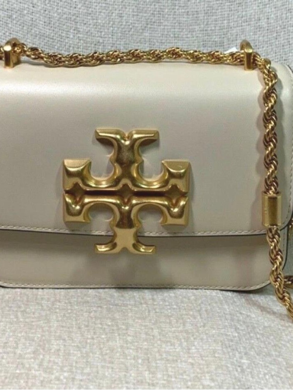 Tory Burch Ivory Fleming Convertible Shoulder Bag with Gold Hardware